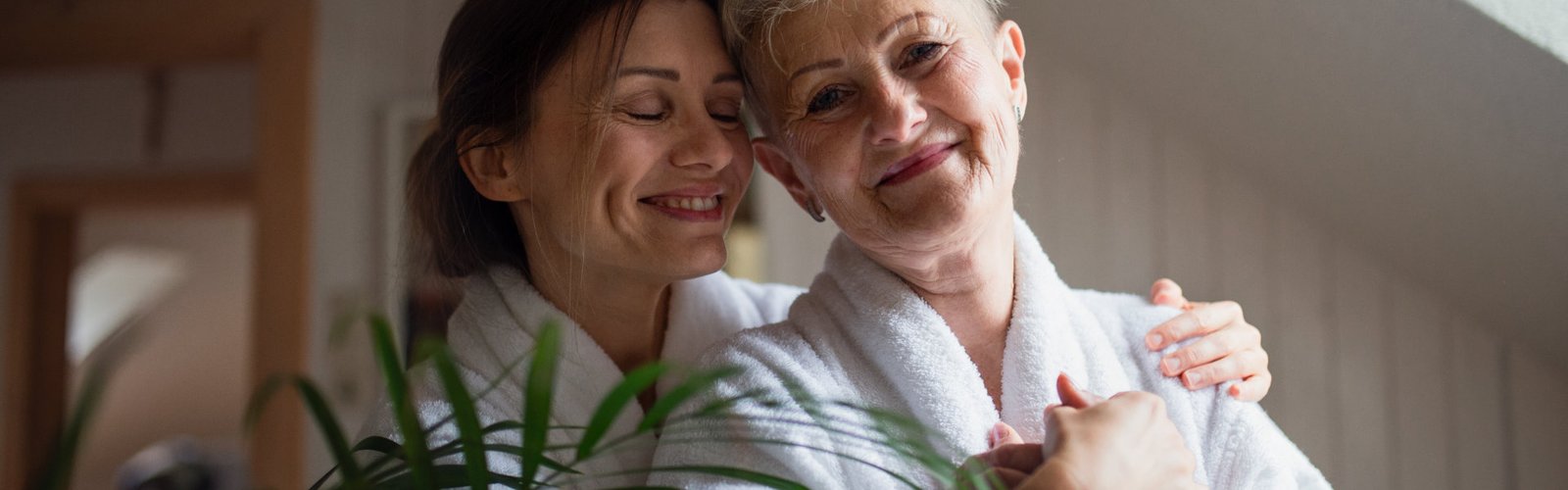woman and senior smiling